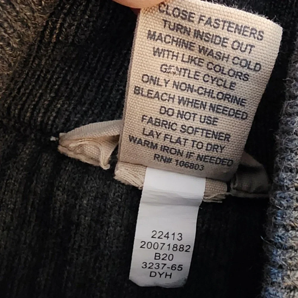 Duluth L Gray Merino Wool Blend Mock Neck Pullover Sweater Gorpcore Workwear